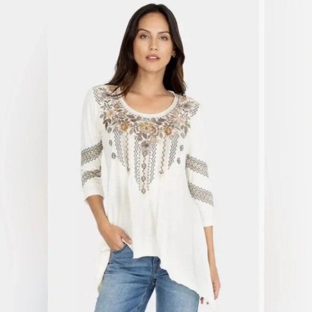 Johnny Was Marushka Embroidered Trapeze Tunic Top Women's Size XS J12519-6